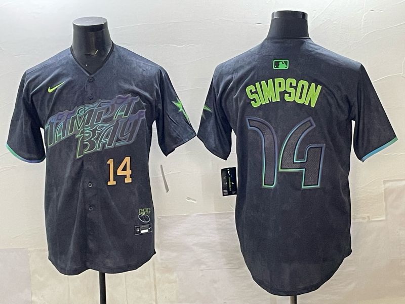 Men 2025 Tampa Bay Rays #14 Simpson Black City Edition Nike MLB Jersey 03